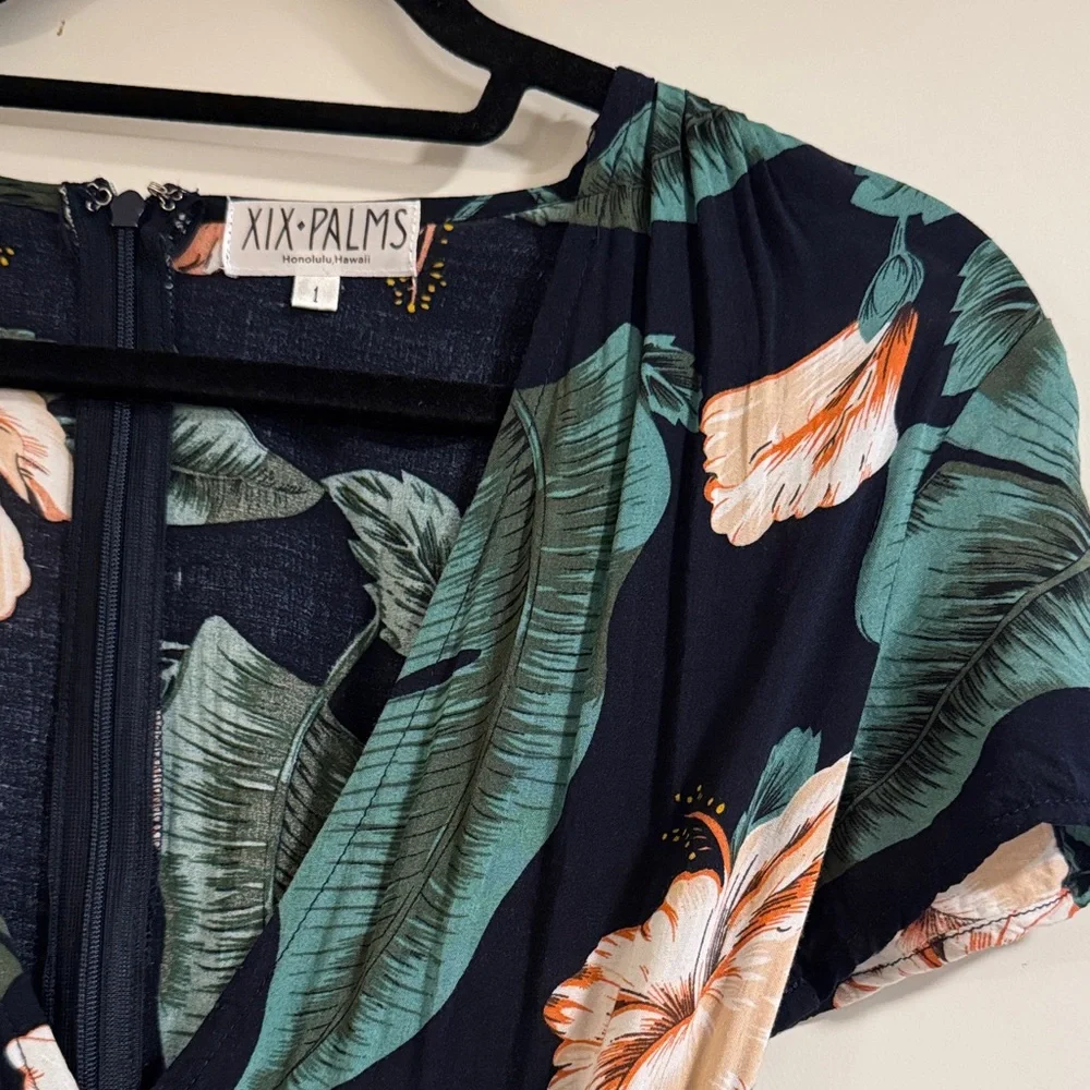 XIX Palms Black and Green Floral Maxi Dress - Picture 4 of 6
